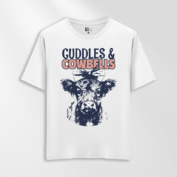 Unisex Oversize Cuddles&Cowbels Tasarımlı T-Shirt
