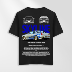 Unisex Oversize Skyline Tasarımlı T-Shirt (Sırt Baskılı)