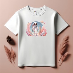 Unisex Oversize Astronot Camii Tasarımlı T-Shirt