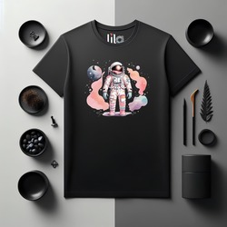 Unisex Oversize Astronot Tasarımlı T-Shirt