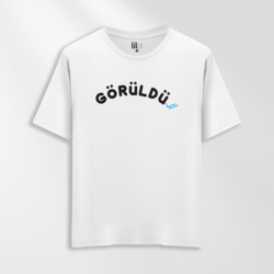 Unisex Oversize Görüldü Tasarımlı T-Shirt