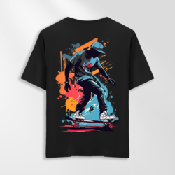 Unisex Oversize Skate Tasarımlı T-Shirt (Sırt Baskılı)