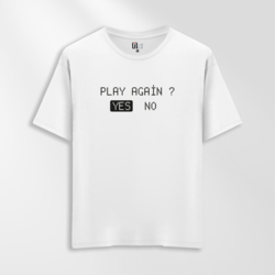 Unisex Oversize Play Again Tasarımlı T-Shirt