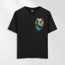 Unisex Oversize Sanatsal Köpek Tasarımlı T-Shirt