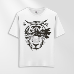 Unisex Oversize Kaplan Tasarımlı T-Shirt