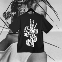 Unisex Oversize Are You Ok? Tasarımlı T-Shirt (Sırt Baskılı)