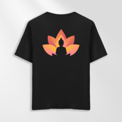 Unisex Oversize Lotus Yoga Tasarımlı T-Shirt (Sırt Baskılı)