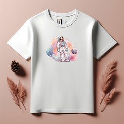 Unisex Oversize Astronot Tasarımlı T-Shirt