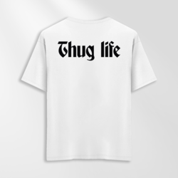 Erkek Oversize Thug Life Tasarımlı T-Shirt (Sırt Baskılı)