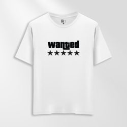 Unisex Oversize Wanted Tasarımlı T-Shirt