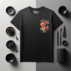 Unisex Oversize Çiçek Tasarımlı T-Shirt