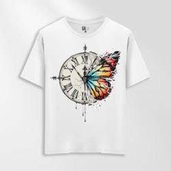 Unisex Oversize Kelebek Tasarımlı T-Shirt