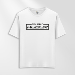 Unisex Oversize Sen Biraz Kudur Tasarımlı T-Shirt