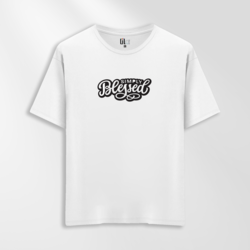 Unisex Oversize Simply Blessed Tasarımlı T-Shirt