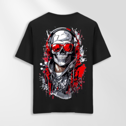 Unisex Oversize Kuru Kafa Tasarımlı T-Shirt (Sırt Baskılı)