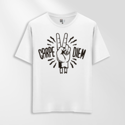 Unisex Oversize Carpe Diem Tasarımlı T-Shirt 