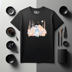 Unisex Oversize Astronot İstanbul Tasarımlı T-Shirt