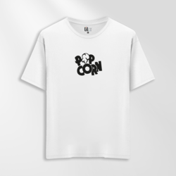 Unisex Oversize Pop Corn Tasarımlı T-Shirt