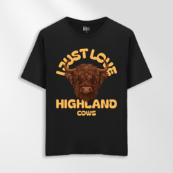 Unisex Oversize Highland Cows Tasarımlı T-Shirt