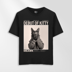 Unisex Oversize Meawk Kedi Tasarımlı T-Shirt