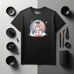 Unisex Oversize Astronot Tasarımlı T-Shirt