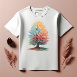Unisex Oversize Ağaç Tasarımlı T-Shirt