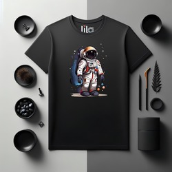 Unisex Oversize Astronot Tasarımlı T-Shirt