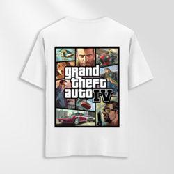 Unisex Oversize Gta V Tasarımlı T-Shirt (Sırt Baskılı)