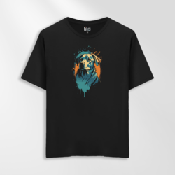 Unisex Oversize Sanatsal Köpek Tasarımlı T-Shirt