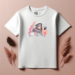Unisex Oversize Astronot Tasarımlı T-Shirt