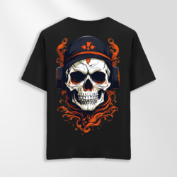 Unisex Oversize Kuru Kafa Tasarımlı T-Shirt (Sırt Baskılı)