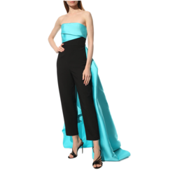 The Harlow Jumpsuit in Turquoise & Black. Vakko