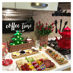 Coffee Time + Kitchen + Ok + Polyester Çatal Kaşık Bıçak