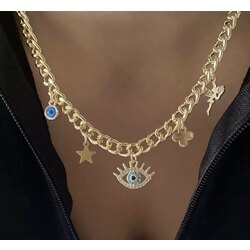 GÖZ CHARM ÇELİK KOLYE