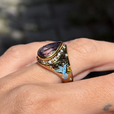 Amethyst nightingale yüzük