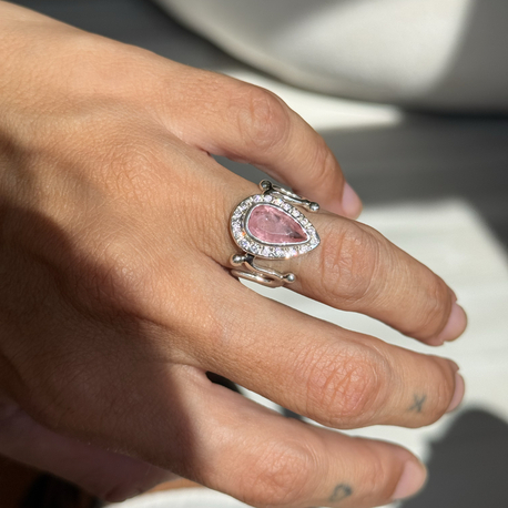 Lab made pink tourmaline sarmal yüzük
