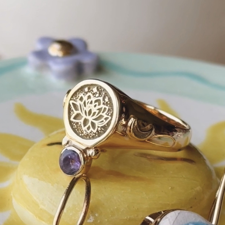 Lotus ametist yüzük
