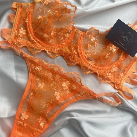 Neon turuncu bralet takım