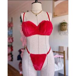 Kırmızı Peluş Sütyen Takım