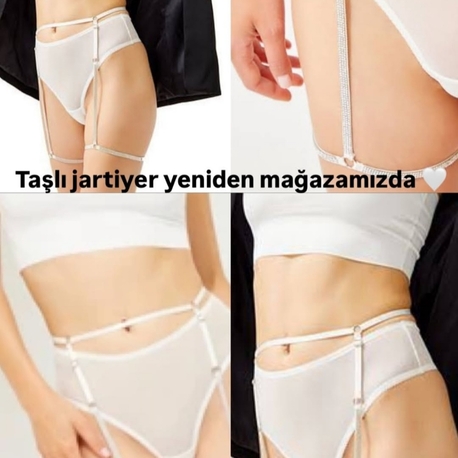 beyaz jartiyer set