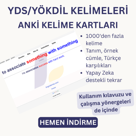 YDS / YÖKDİL'de sık çıkan 1000 İngilizce Kelime - Yapay Zeka Destekli Öğrenme