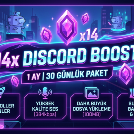    [1 Aylık] Discord 14x Server Boost | Botsuz | Anlık