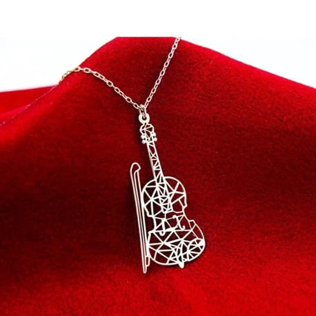 14K Altın Kaplama Geometrik Keman Kolye – Zarif ve Sanatsal Tasarım
