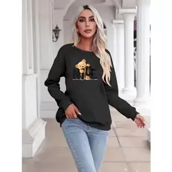 Kadın Uzun Kollu Bisiklet Yaka Viskon Iki Iplik Bluz