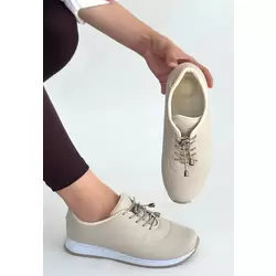 Finna Bej Cilt Bağcıklı Spor Ayakkabı