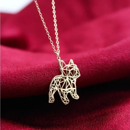 14K Altın Kaplama / Gümüş Geometrik Köpek Kolye