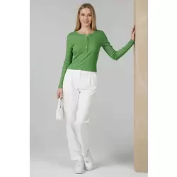 Çıtçıt Detaylı Bluz Yeşil T4343