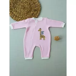 6-9 12-18 18-24 24-36 Ay Animal Nakışlı Bal Peteği Kumaş Es Fermuarlı Kız Bebek Tulumu