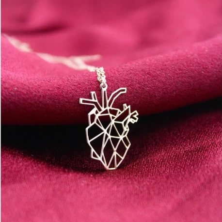 14K Altın Kaplama / Gümüş Anatomik Kalp Kolye