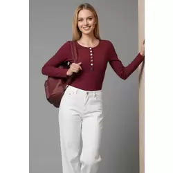 Çıtçıt Detaylı Bluz Bordo T4343